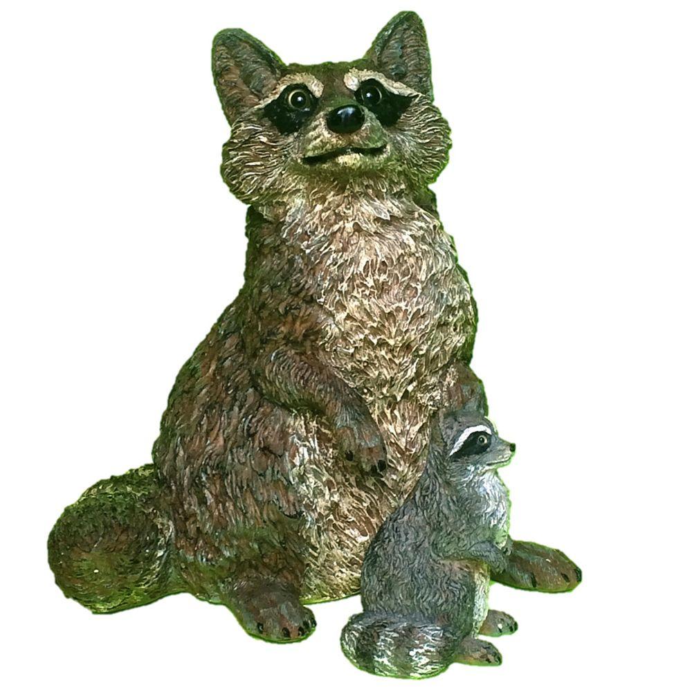 concrete raccoon garden statue