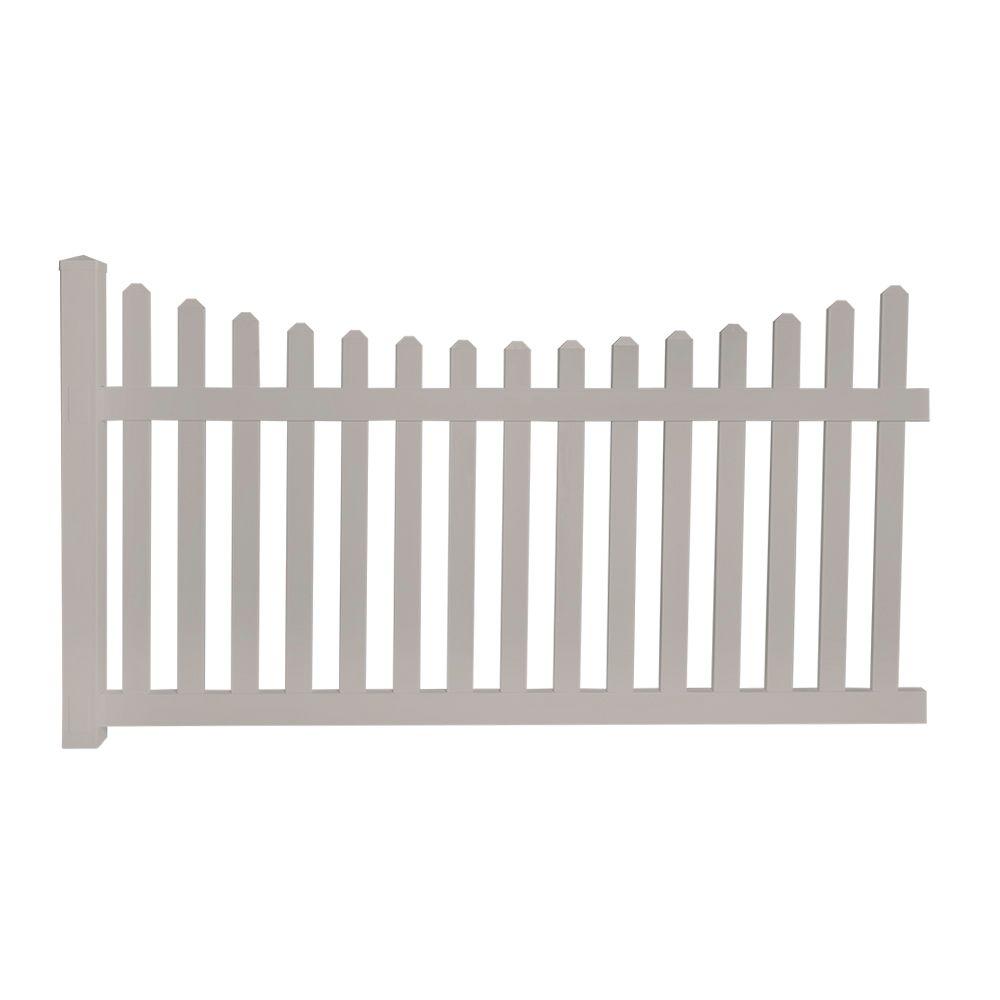 Weatherables Helena 4 ft. H x 8 ft. W Tan Vinyl Picket Fence Panel EZ