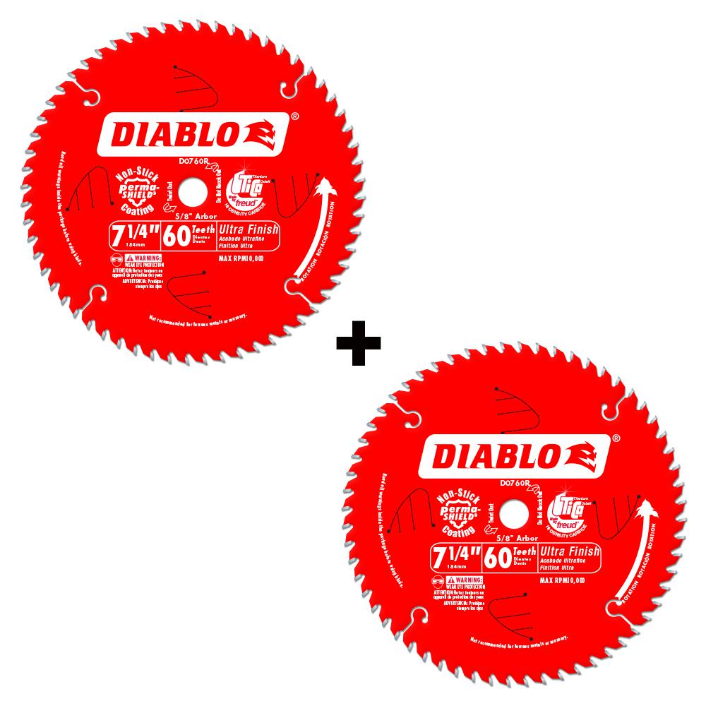 Diablo 71/4 in. x 60Tooth Fine Finish Saw Blade (2Pack)D0760R The