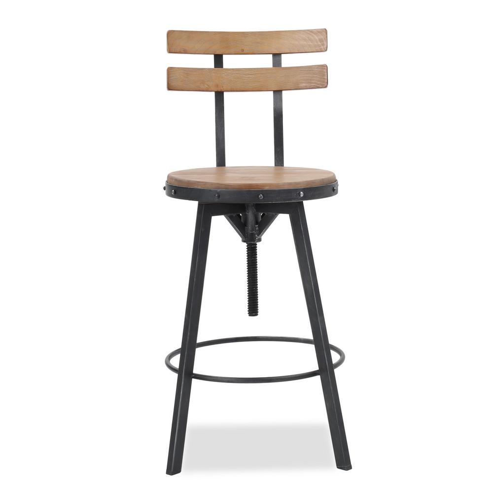 Noble House 39 in. Fenix Antique Adjustable Bar Stool-299923 - The Home