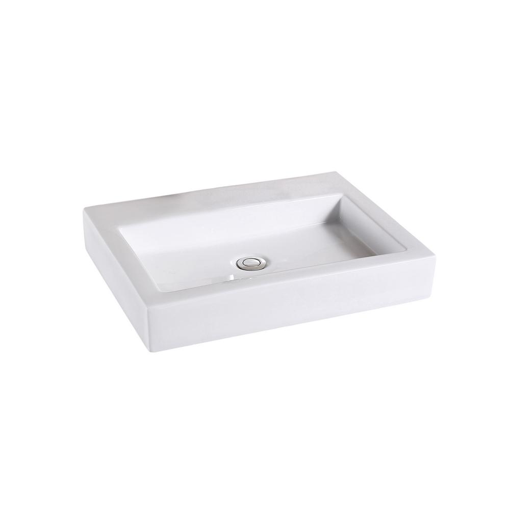 Luxier Bathroom Porcelain Ceramic Vessel Vanity Sink Art Basin In White