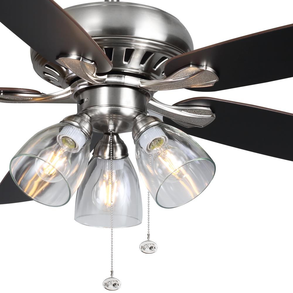 Hampton Bay Rockport 52 in. LED Brushed Nickel Ceiling Fan with Light