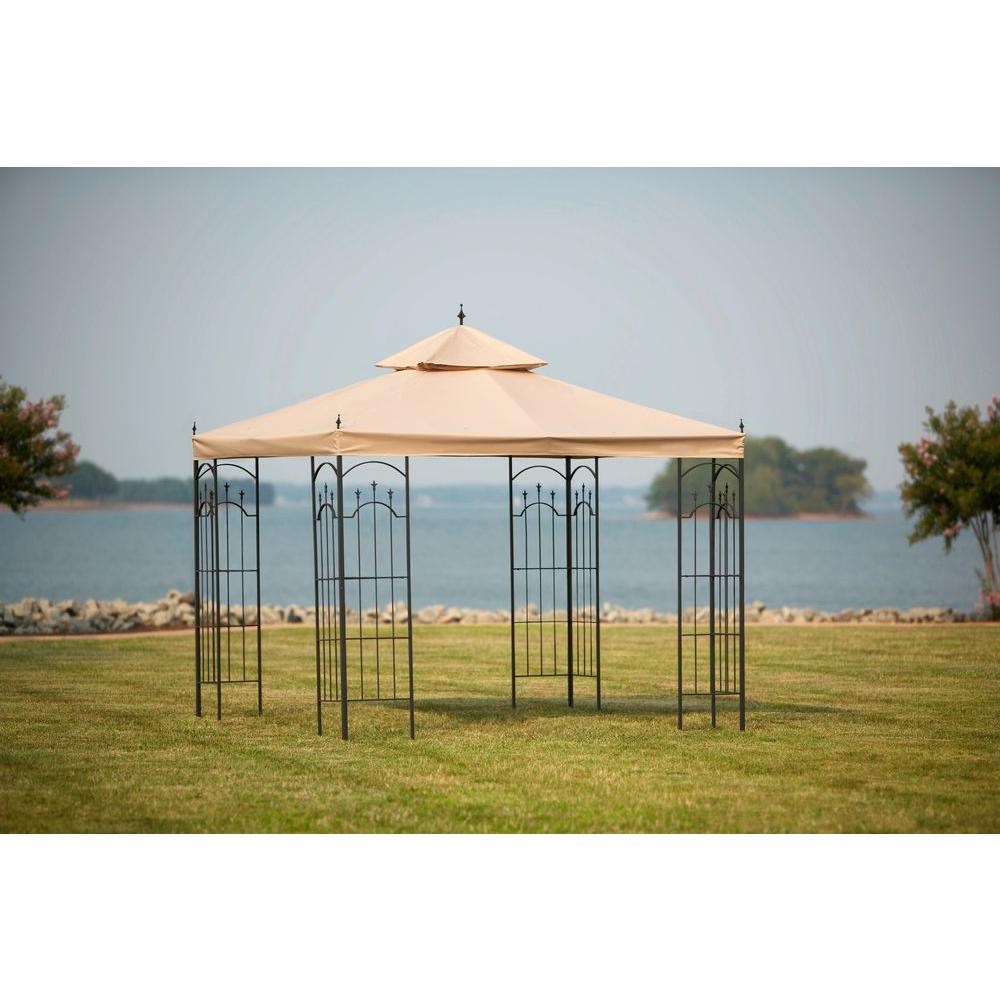 GTIN 848681003770 product image for Hampton Bay 10 ft. x 10 ft. Outdoor Patio Arrow Gazebo, Beige | upcitemdb.com