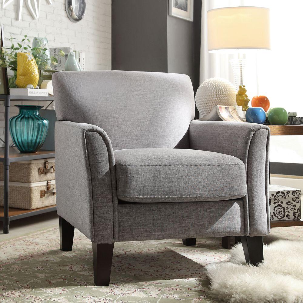 HomeSullivan Durham Grey Linen Arm Chair-409913GL-1TL - The Home Depot