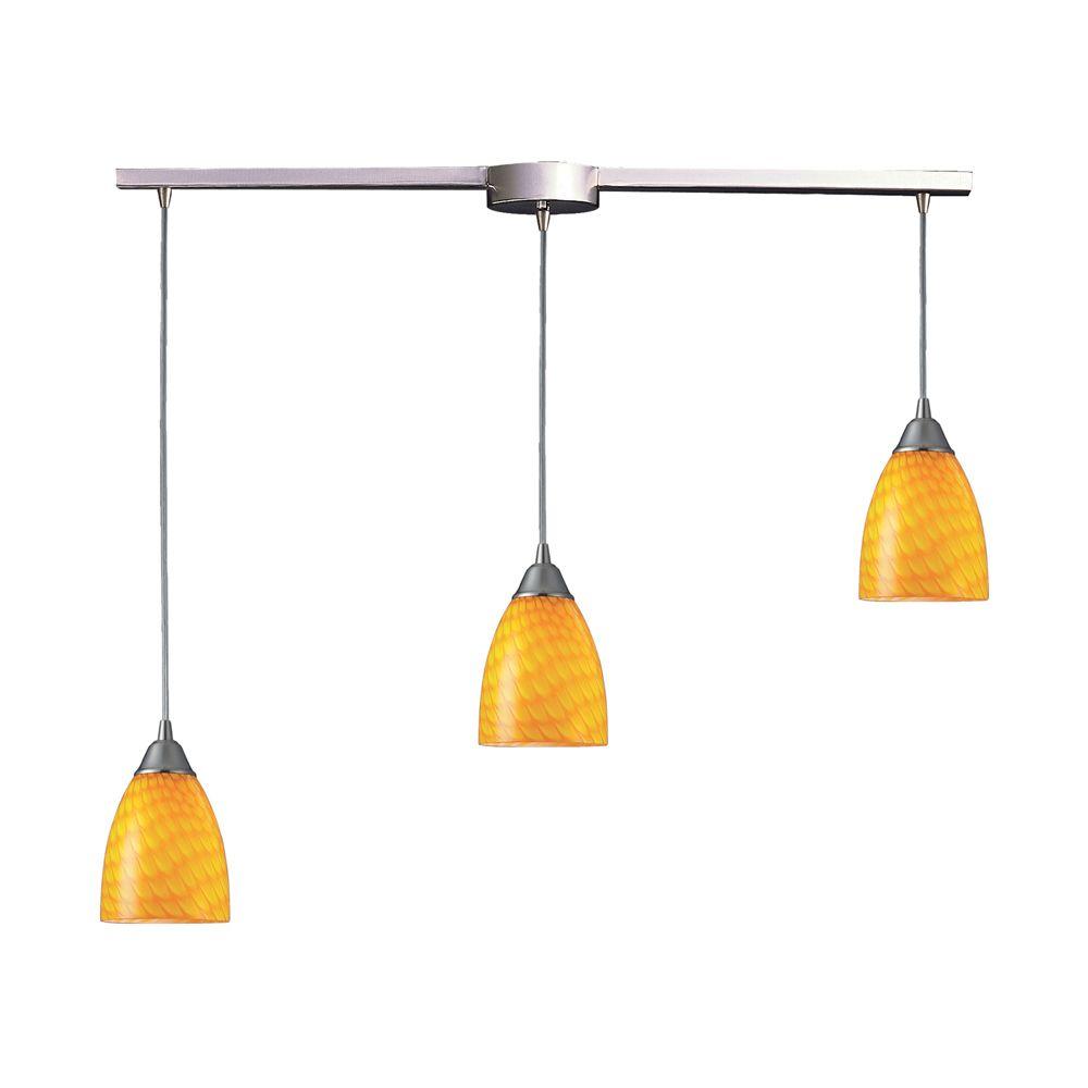 Orange Glass Pendant Light arco baleno 3 light satin nickel pendant with canary glass shade