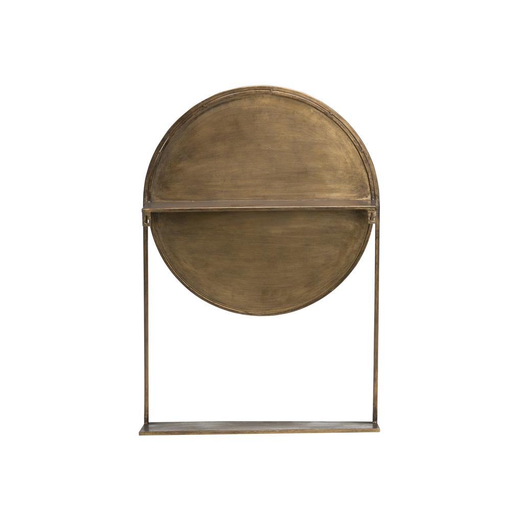 3r Studios Round Antique Brass Metal Framed Decorative Wall Mirror 3r Studios Round Antique Brass Metal