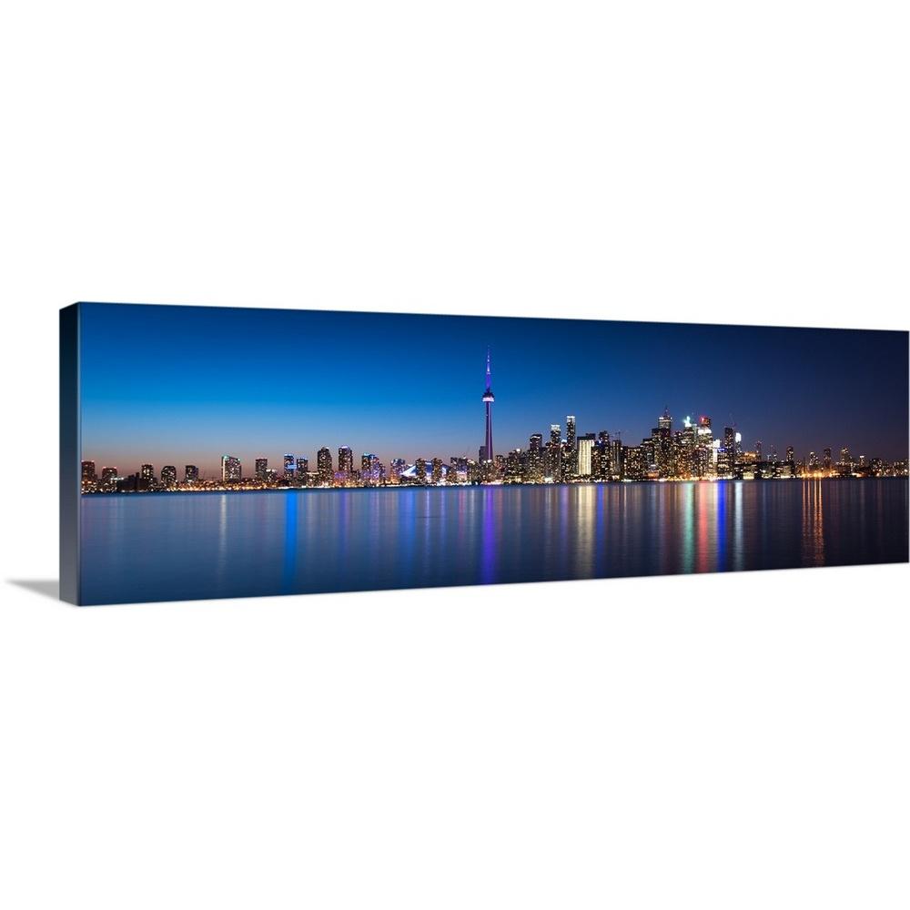 Greatbigcanvas Toronto City Skyline With Cn Tower At Night By Circle Capture Canvas Wall Art 2417976 24 60x20 The Home Depot