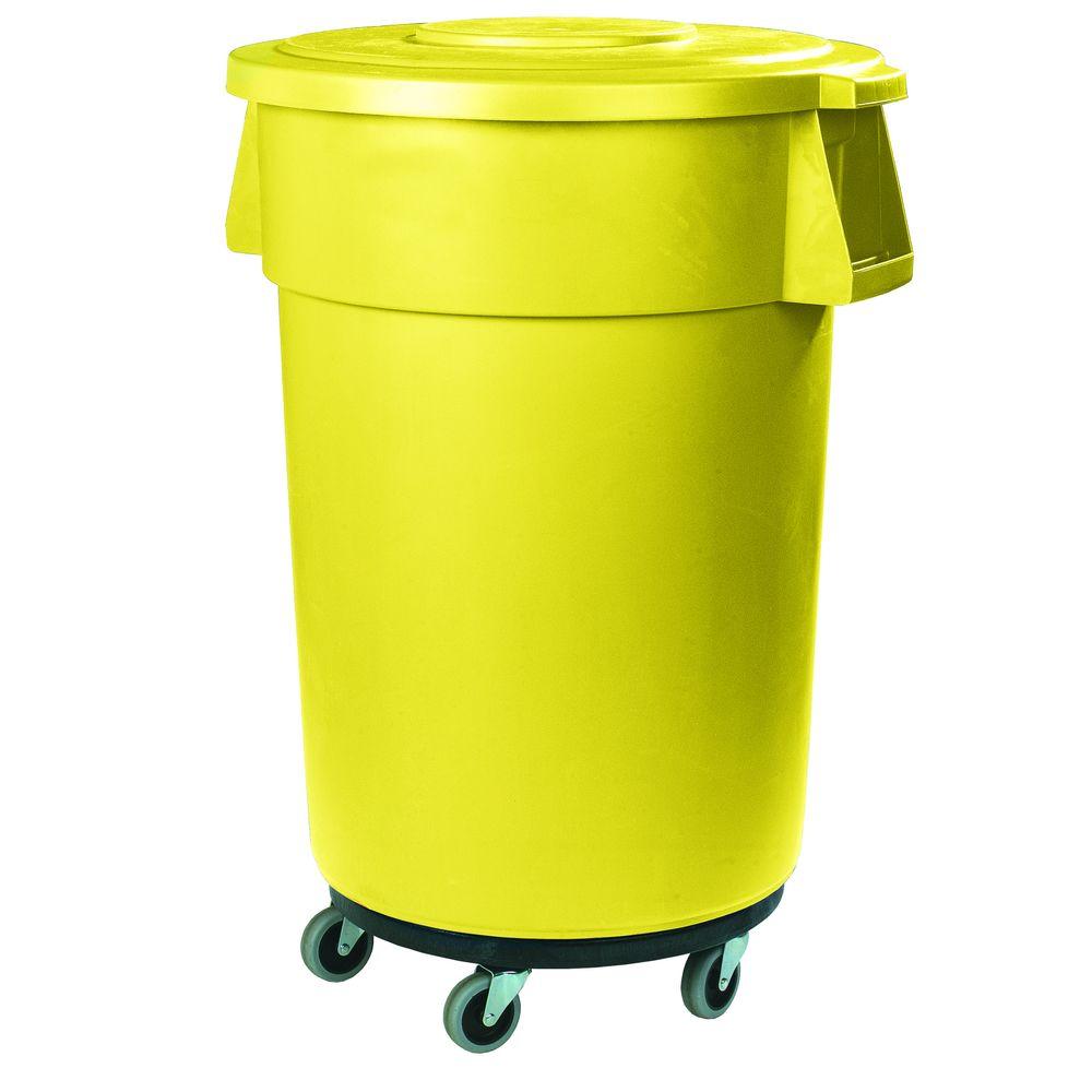 carlisle-bronco-44-gal-yellow-round-trash-can-with-dolly-3-pack