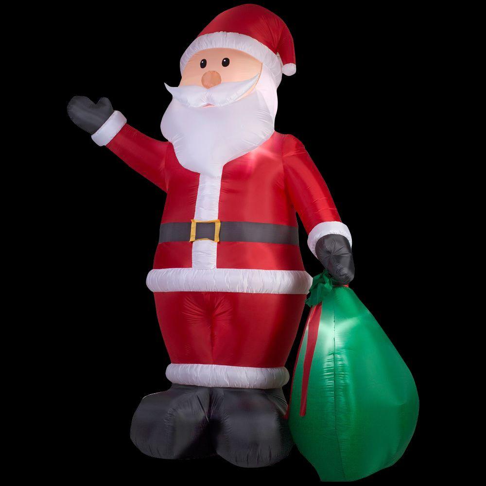 Home Accents Holiday 12 ft. Lighted Inflatable Santa with Gift Sack-39845 - The Home Depot