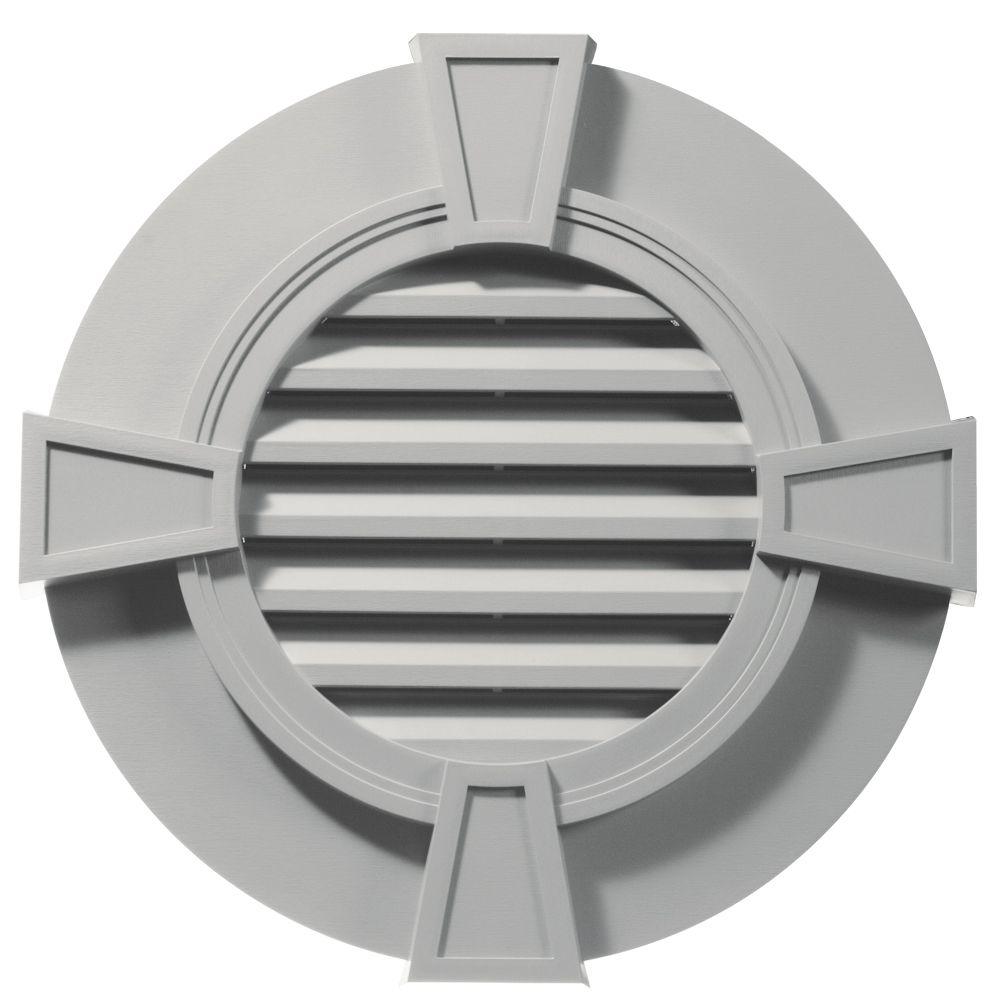 Builders Edge 30 In Round Gable Vent With Keystones In Paintable