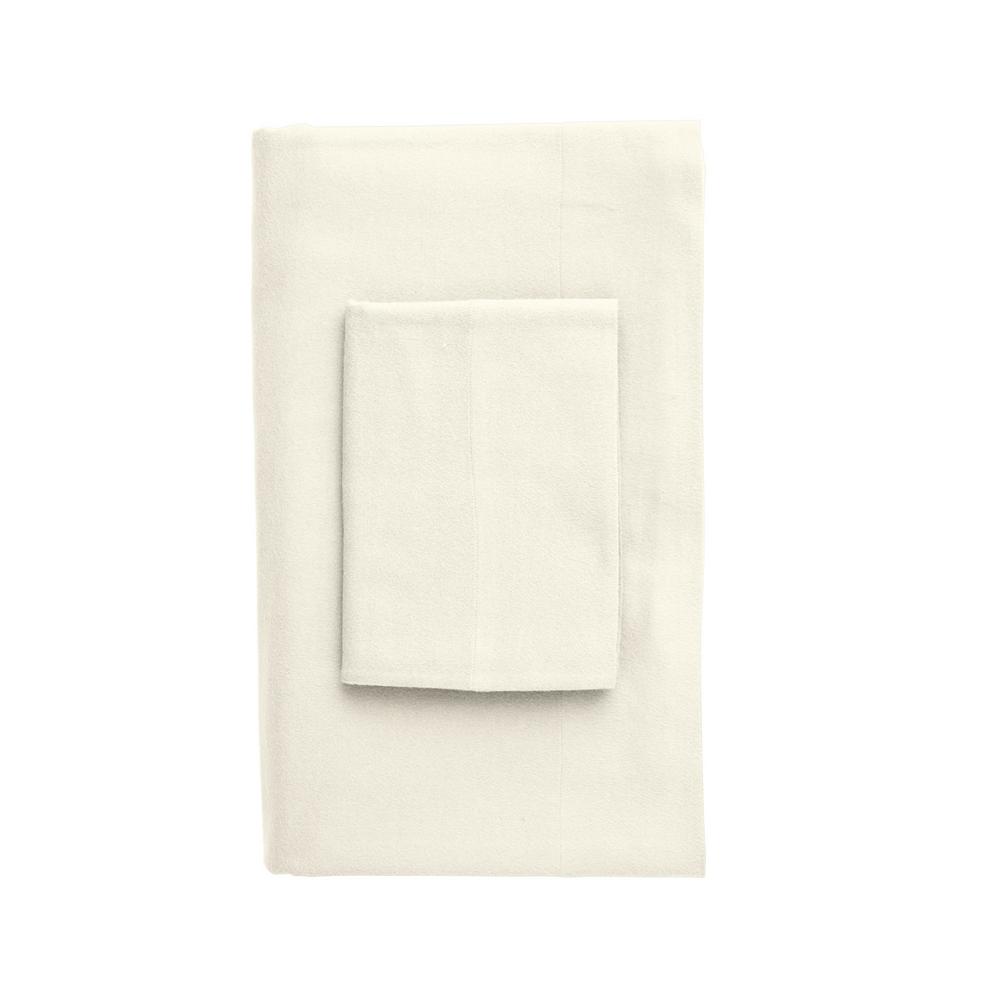 The Company Store Velvet Flannel Ivory Solid King Pillowcase Set