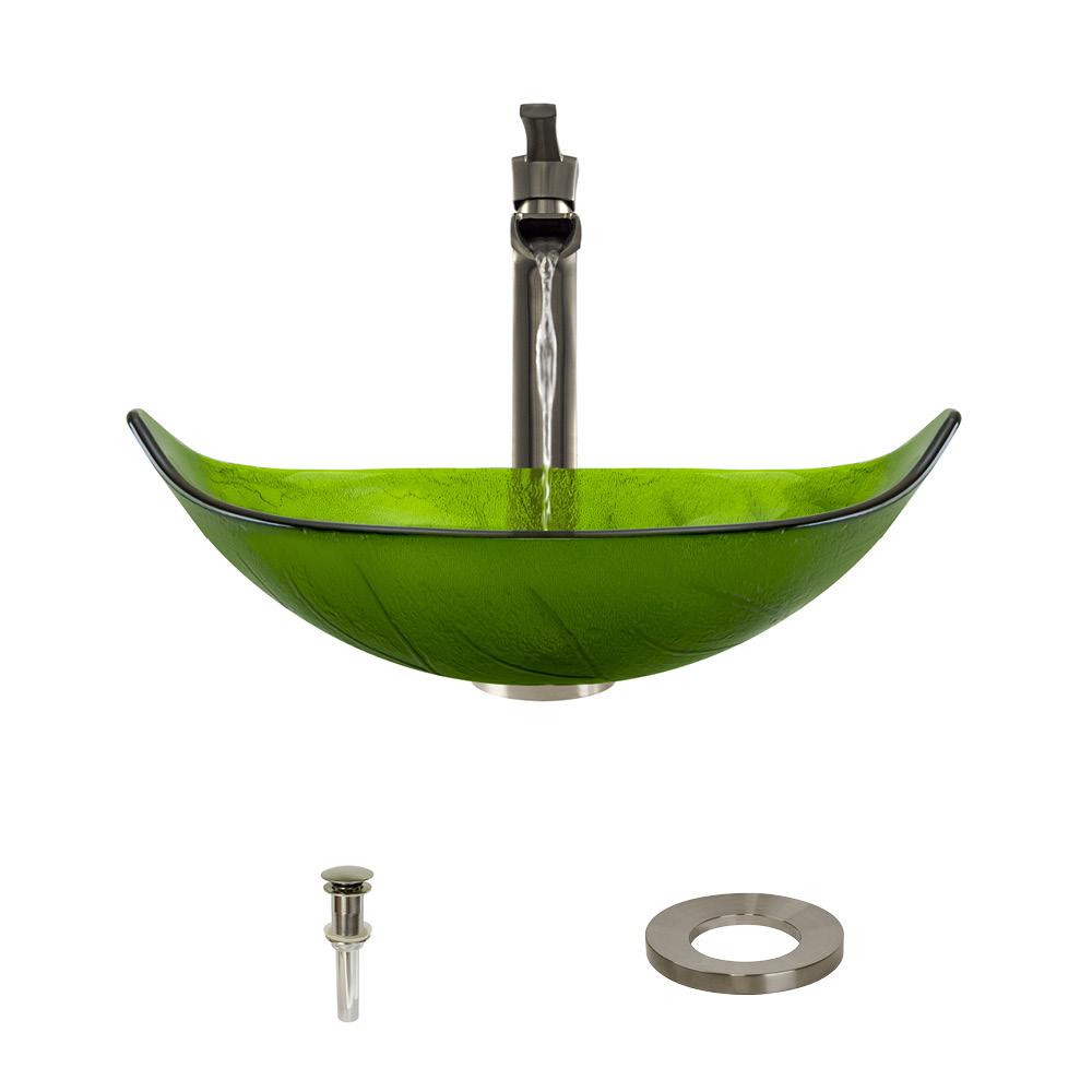 Green Leaf Vessel Sink Image And Toaster Labelkollektiv Mr Direct Gl Vessel Sink In Green Leaf With 731 Faucet And Pop Up