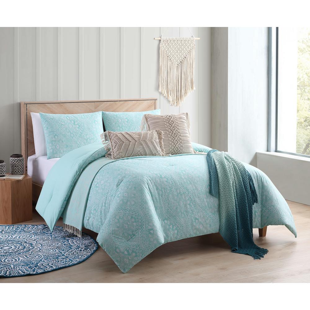 Sand Cloud Kaibu Isle Aqua Boho Block Print Twin Twin Xl Comforter