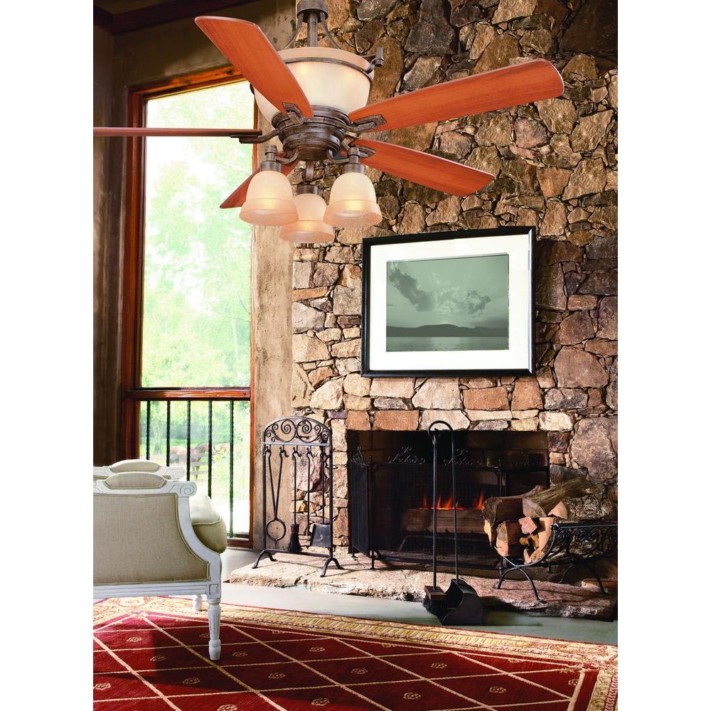 Hampton Bay Rock Creek 52 In Indoor Iron Oxide Ceiling Fan With Light Kit And Remote Control