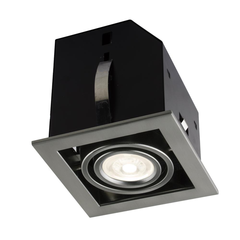 4 5 In Single Cube Brushed Chrome Recessed Led Lighting Kit With Gu10 Bulb Included 4 5 In Single Cube Brushed Chrome Recessed Led Lighting Kit With Gu10 Bulb Included