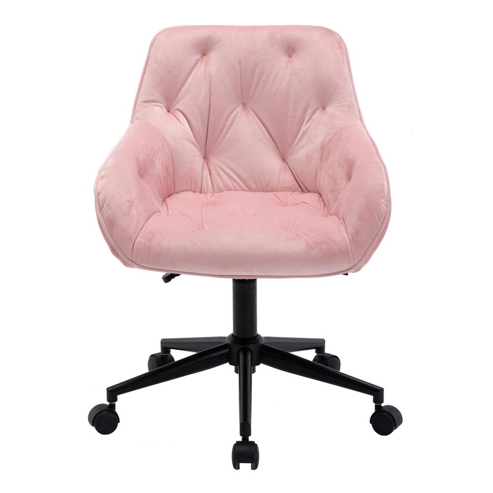 Boyel Living Pink Upholstery Velvet Tufted Nailhead Office Chair With 360 Swivel And Adjustable Height Sd1095 1pk The Home Depot