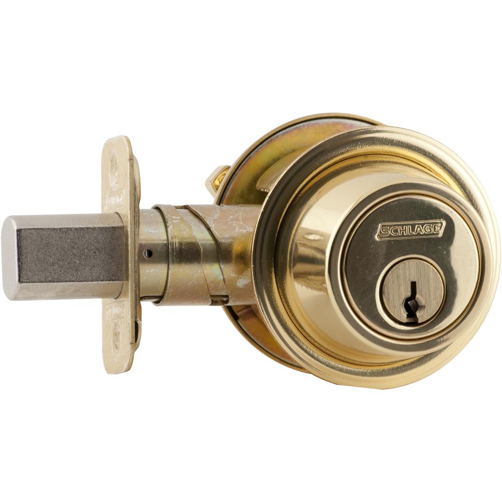 Schlage BC500 Series Bright Brass Single Cylinder Deadbolt Universal