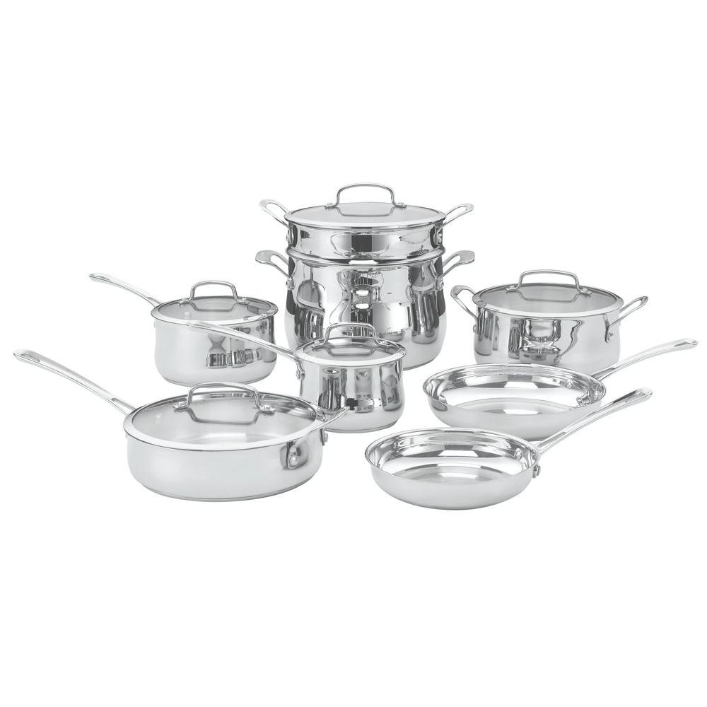 Cuisinart Contour 13 Piece Stainless Cookware Set With Lids 44 13 The   Stainless Cuisinart Cookware Sets 44 13 64 1000 