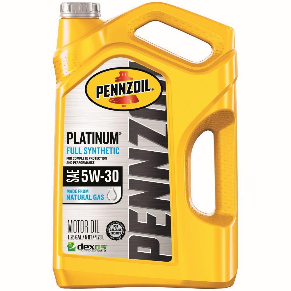 Pennzoil 5 Qt Sae 5w 30 Platinum Full Synthetic Motor Oil The Home Depot