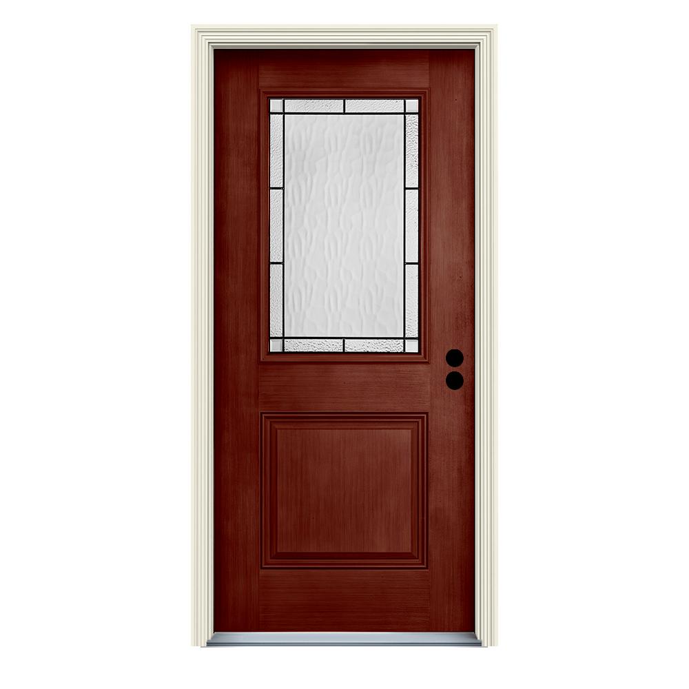 JELDWEN 36 in. x 80 in. LeftHand 1/2Lite Wendover Black