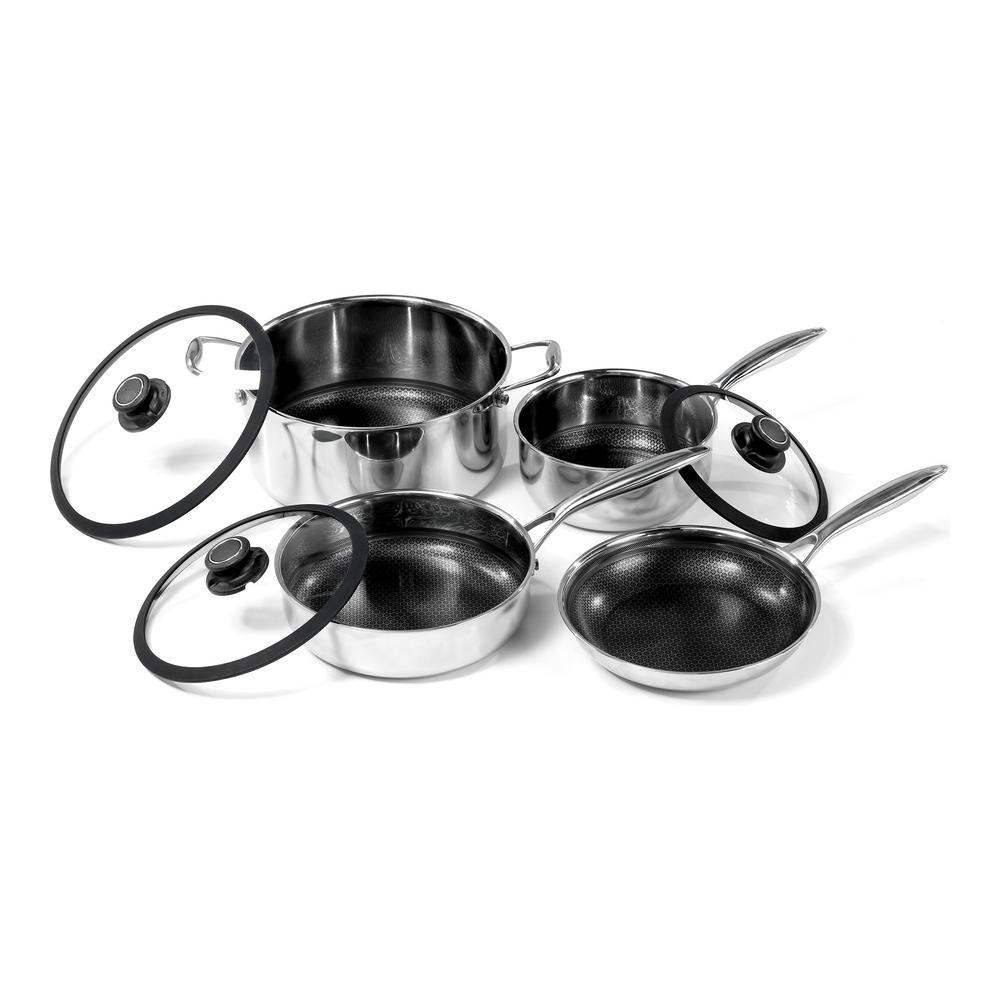 Cooks Standard Multi Ply Clad 8 Piece Stainless Steel Nonstick Cookware Set In Stainless Steel