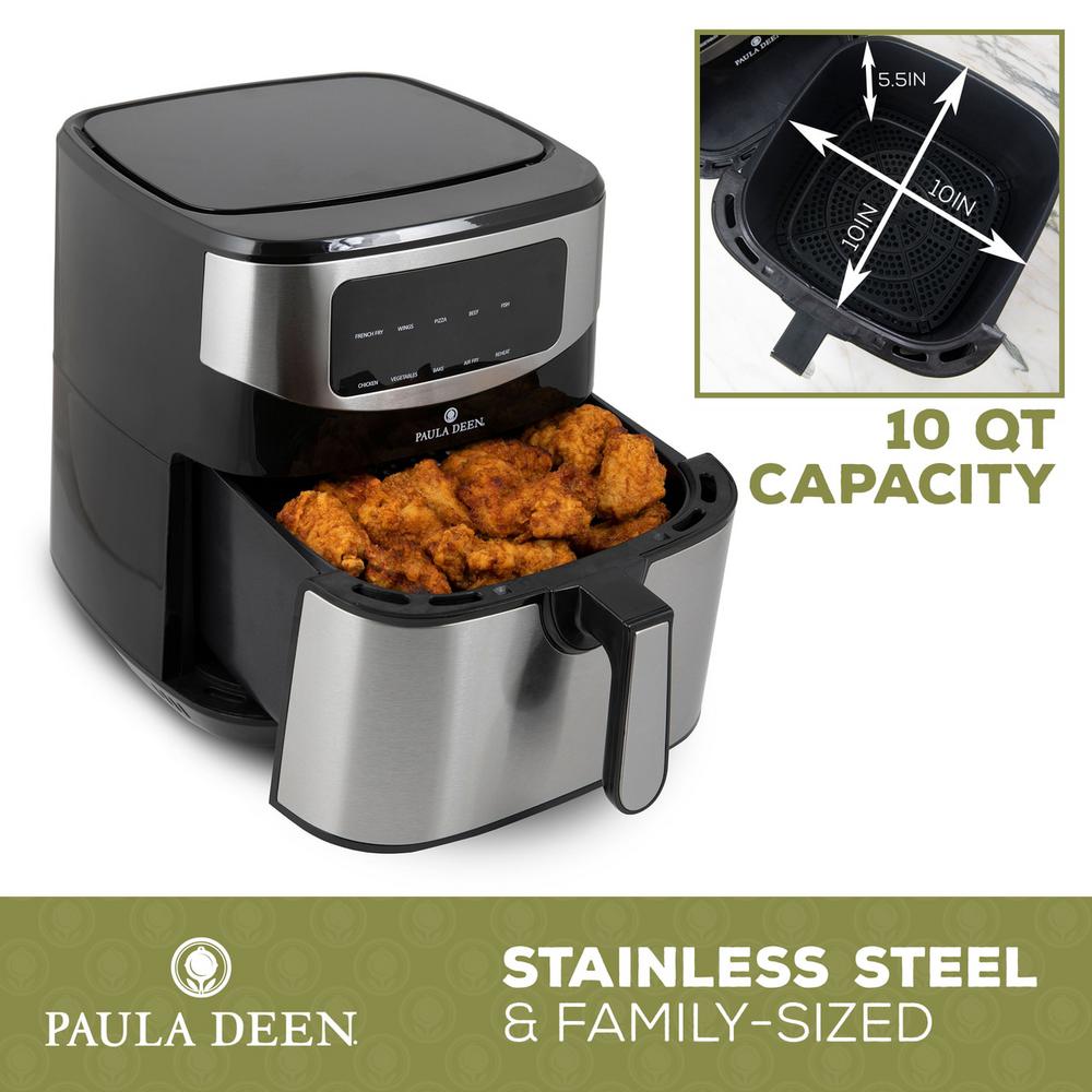 Paula Deen 10 qt. Silver Stainless Steel Air Fryer with Digital LED