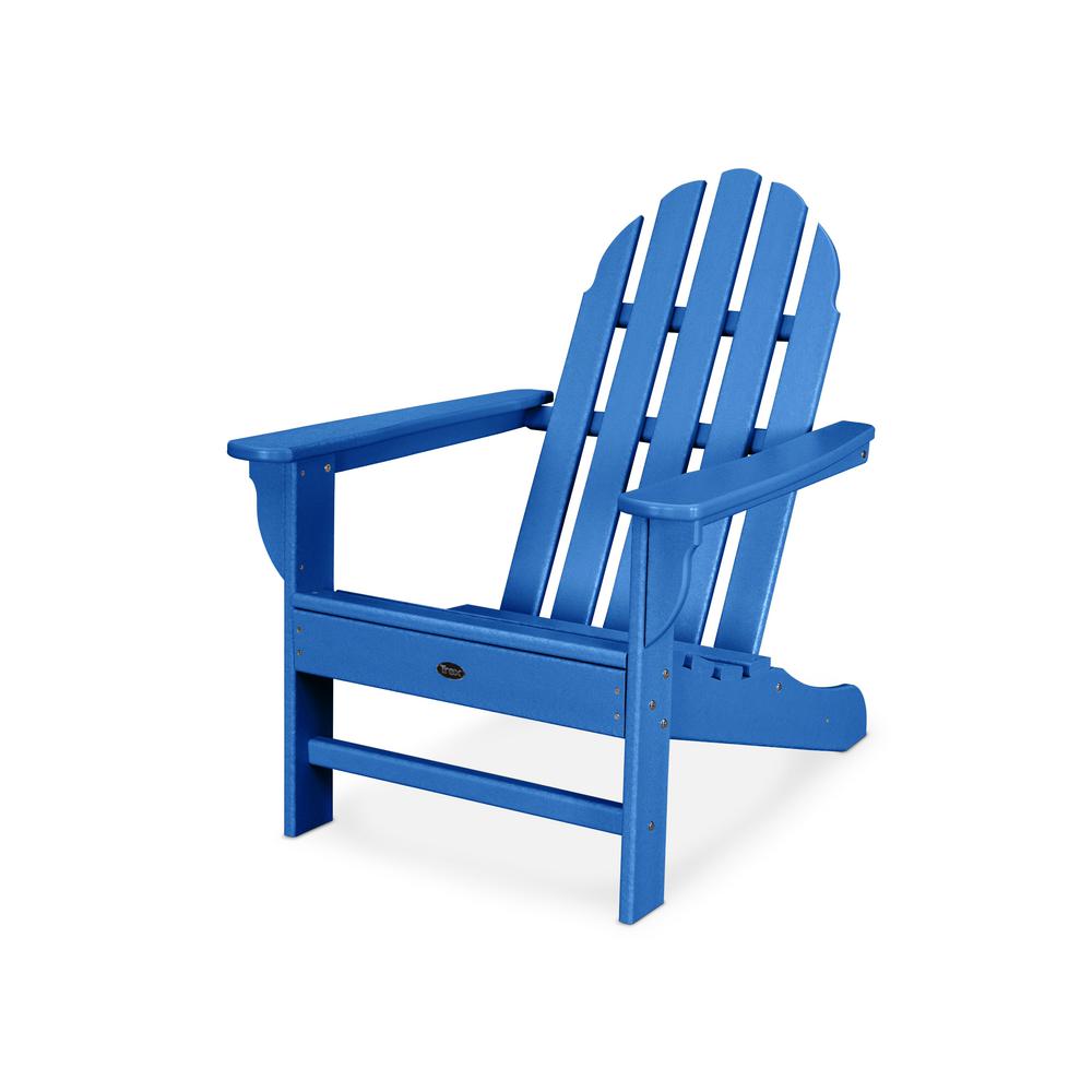 Polywood Cape Cod All Weather Pacific Blue Plastic Adirondack Chair Txad4031pb The Home Depot