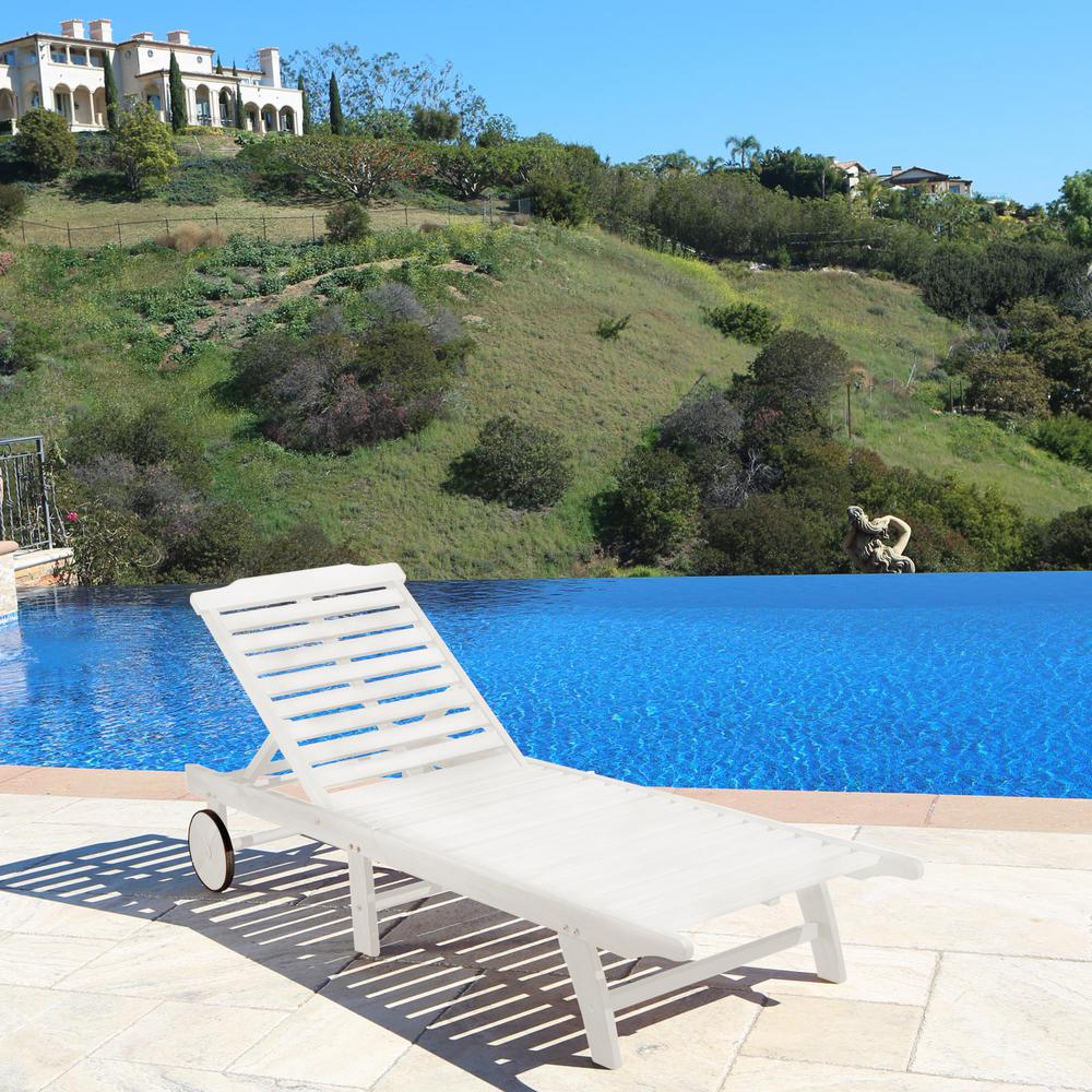 Vifah Bradley White Wood Outdoor Chaise LoungeV1804 The Home Depot