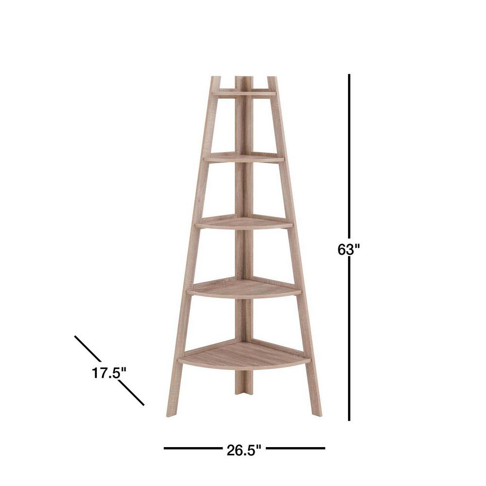 Danya B 63 In Weathered Oak Wood 5 Shelf Corner Bookcase Bq0279ok The Home Depot - Oak Corner Shelf Danya B 63 In Weathered Oak Wood 5 Shelf Corner Bookcase Bq0279ok The Home Depot - Oak Corner Shelf