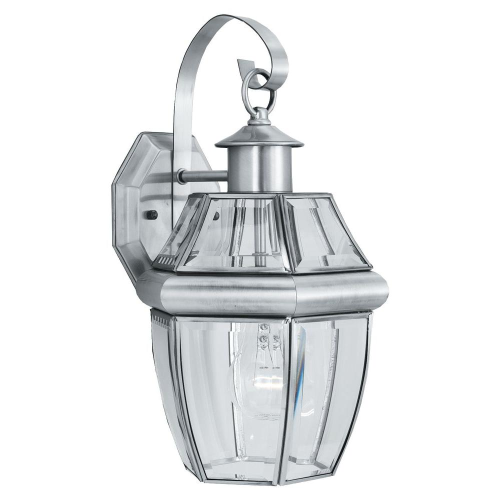 Nickel Outdoor Lights Lighting Thomas Lighting Heritage 1 Light Brushed Nickel Outdoor Wall Mount
