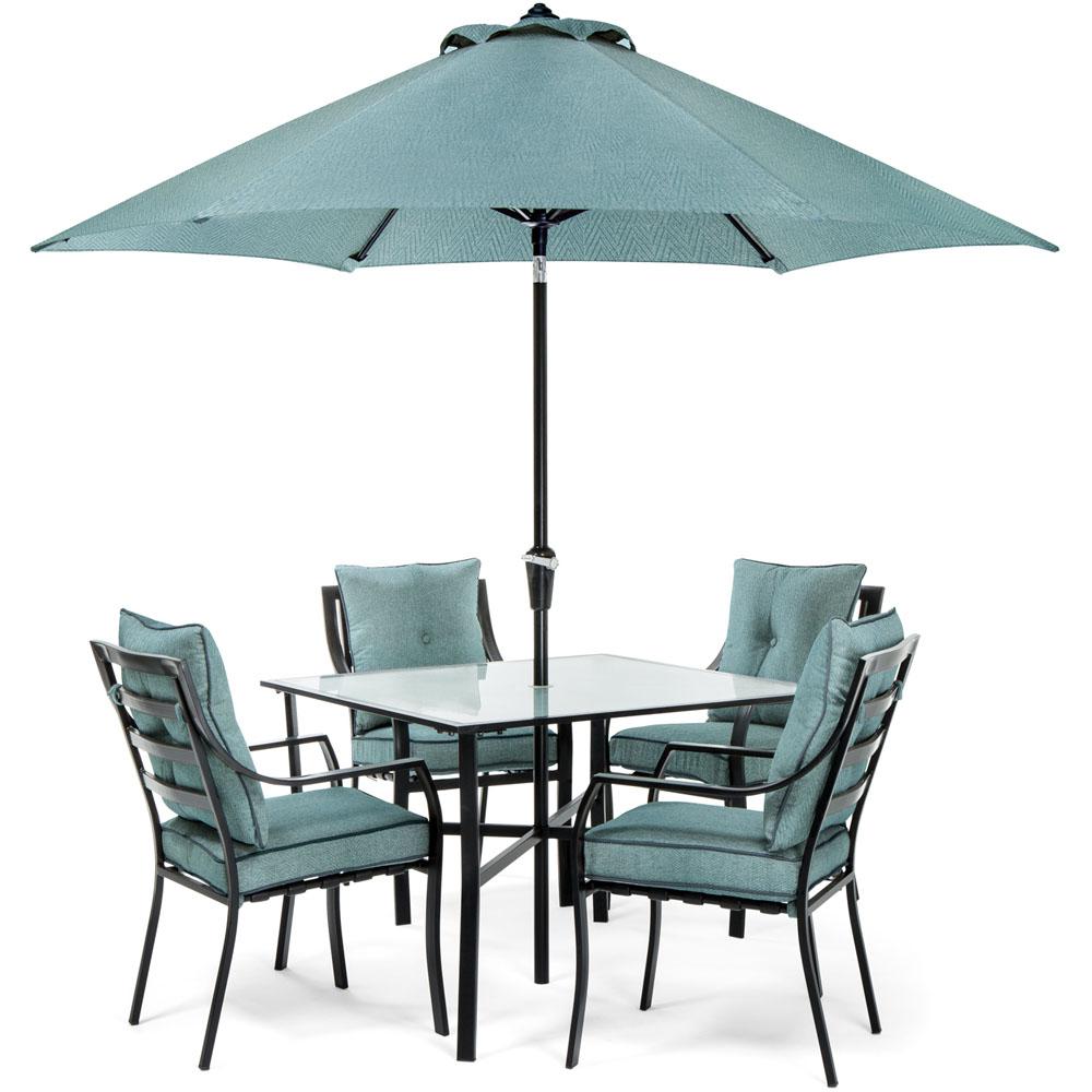 Hanover Lavallette Black Steel 5 Piece Outdoor Dining Set with 