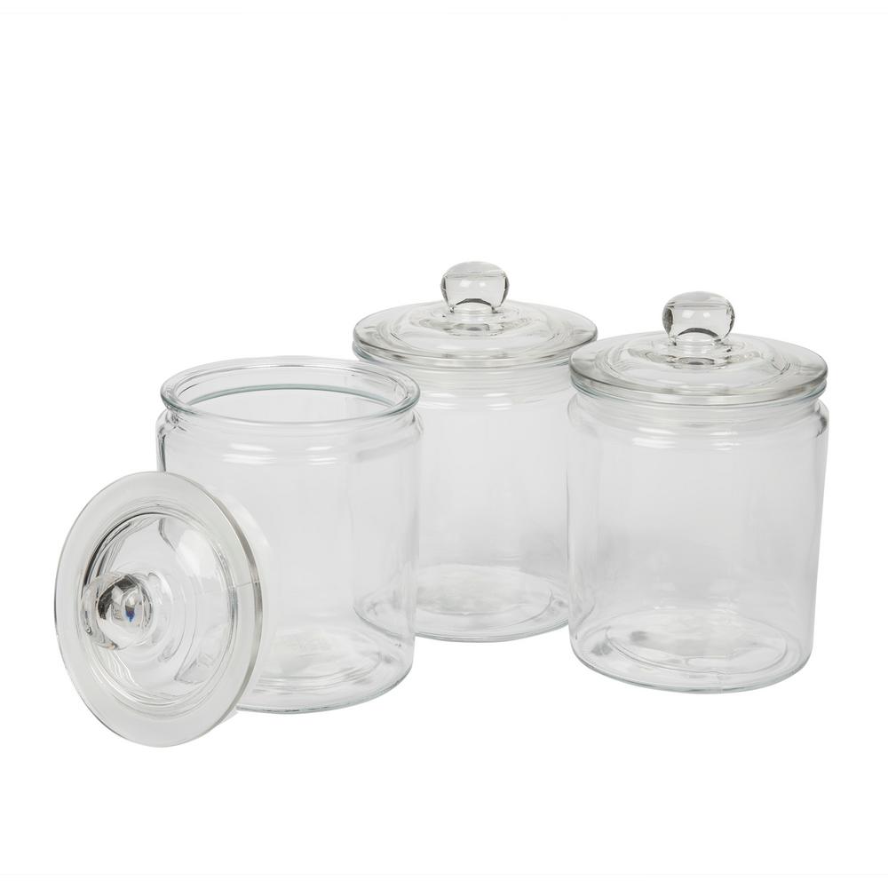 Mason Craft & More 3-Piece Glass Canisters 2L with Pop-tap Lids