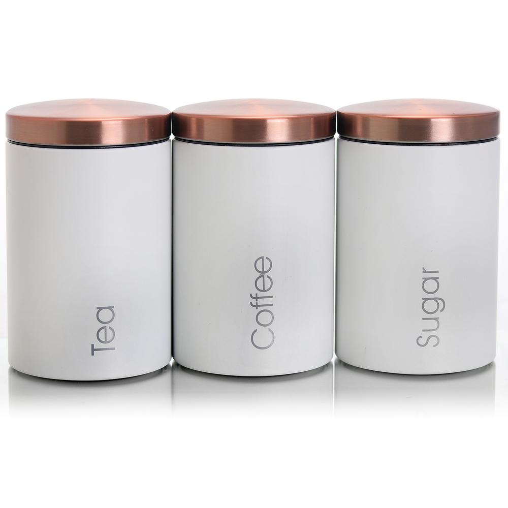 MegaChef Essential Kitchen Storage 3-Piece Metal Canister ...