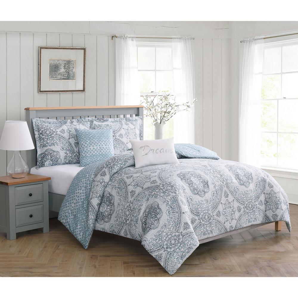 Picadilly Blue and Gray King 5Piece Reversible Comforter SetYMZ008339