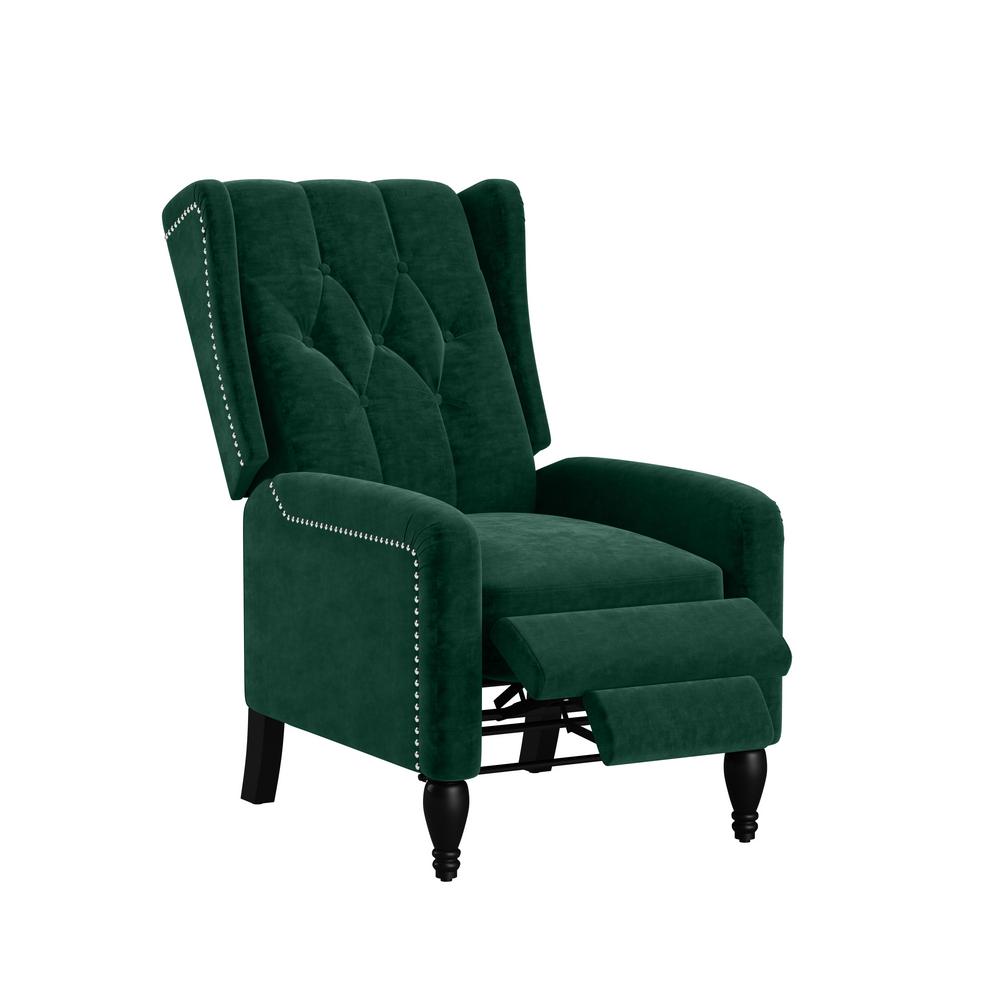 ProLounger Wingback Emerald Green Velvet Pushback Recliner Chair
