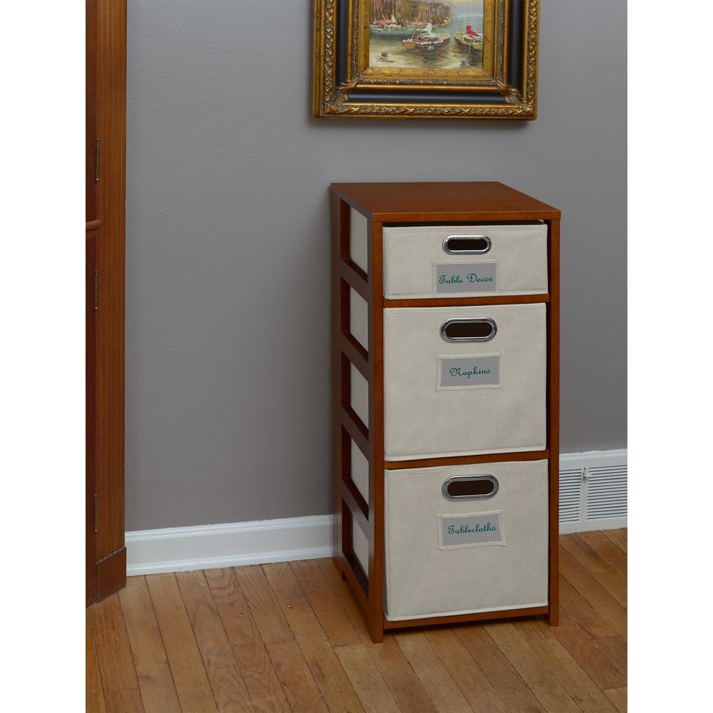 UPC 192357000045 product image for Flip Flop Cherry and Natural 3-Shelf Folding Bookcase and Storage Tote Set, Red/ | upcitemdb.com