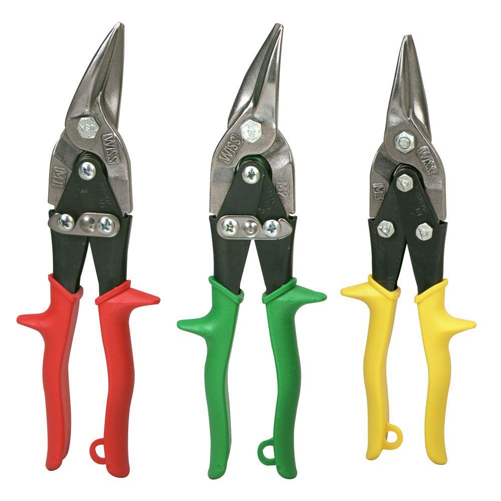 WISEPRO Offset Aviation Snips Tin Cutting Shears Left//Right Aviation Snips for Aluminum,Vinyl,Sheet Metal,Leather,Copper