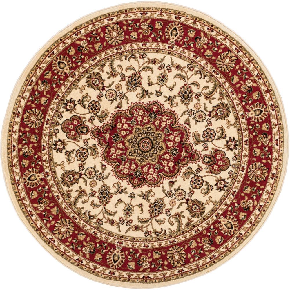 Well Woven Barclay Medallion Kashan Ivory 5 ft. x 5 ft. Round