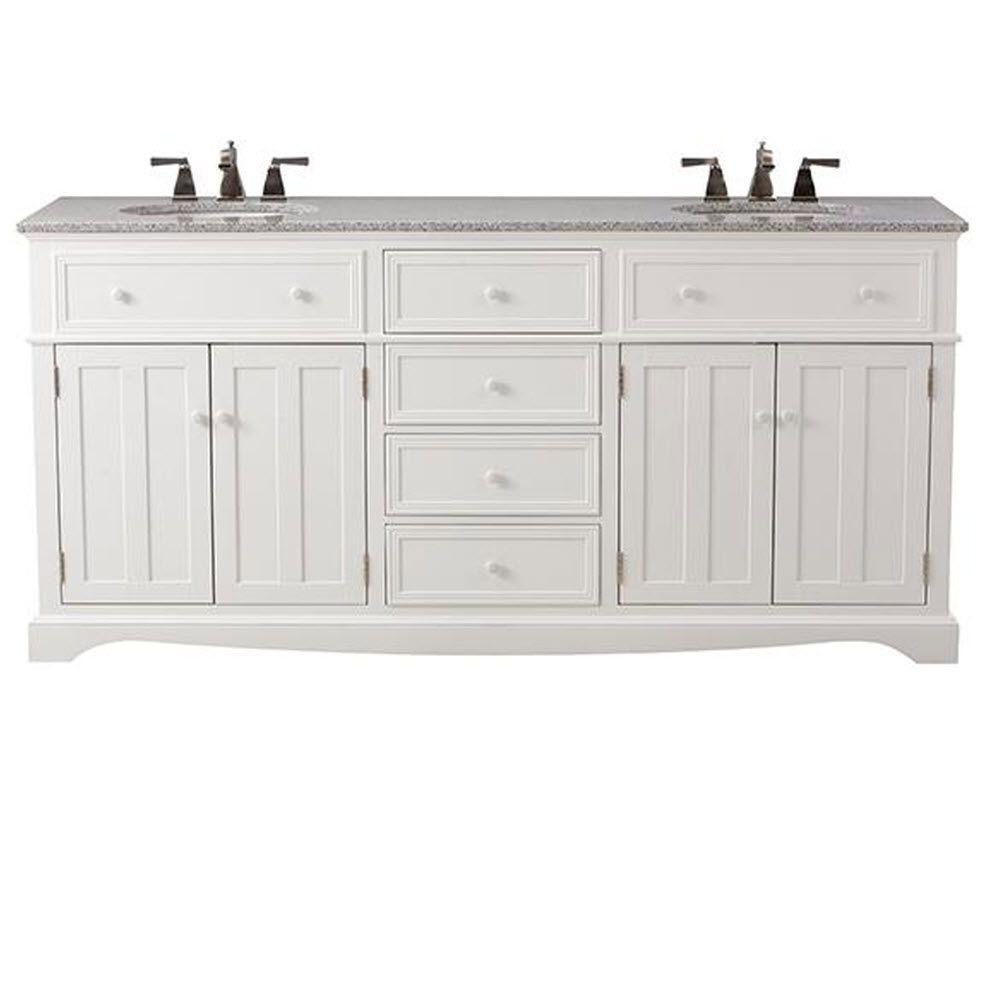 Home Decorators Collection Fremont 72 In W X 22 D Double Vanity White With Granite Top Grey Sink