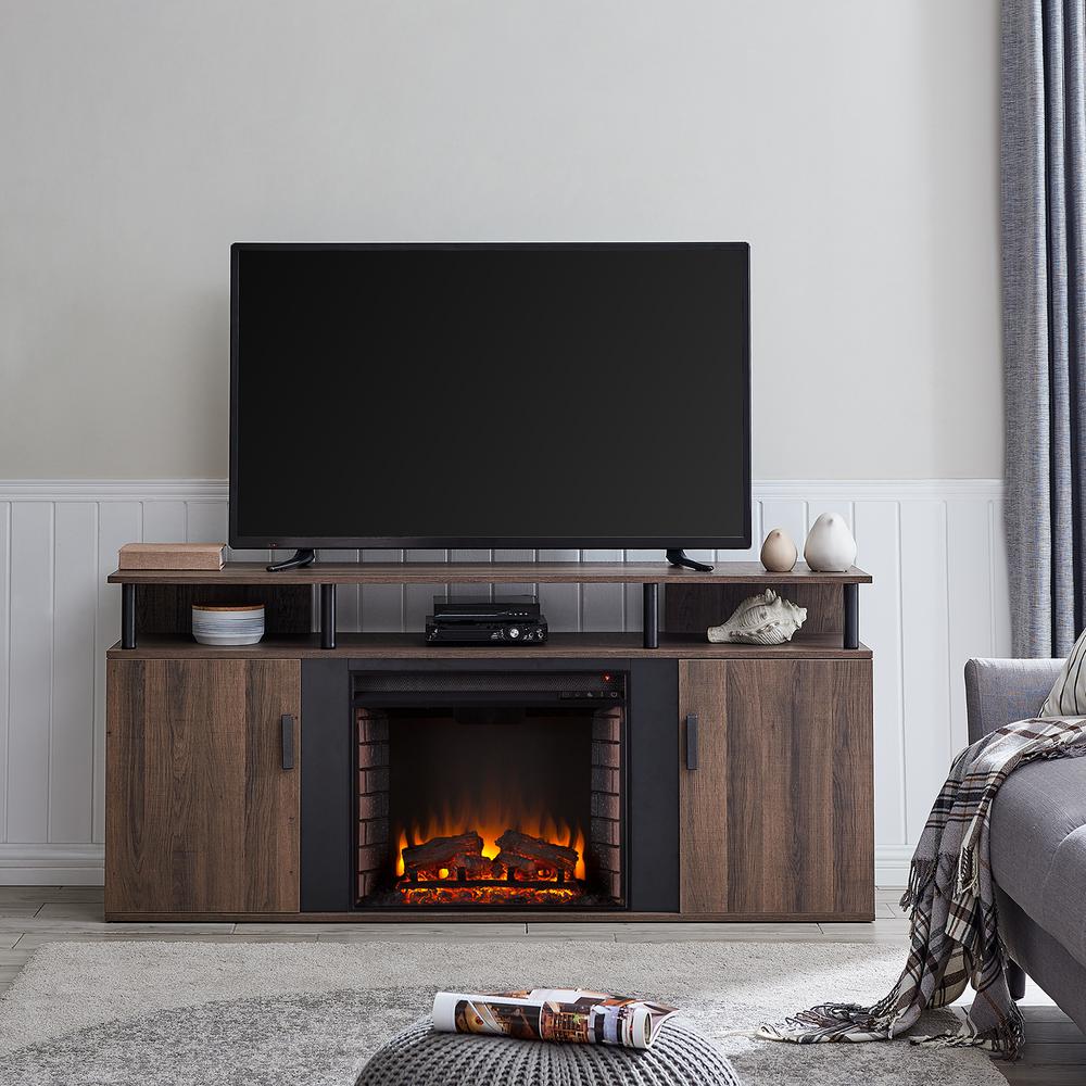 Southern Enterprises Borgeran 63 In Electric Fireplace In Brown