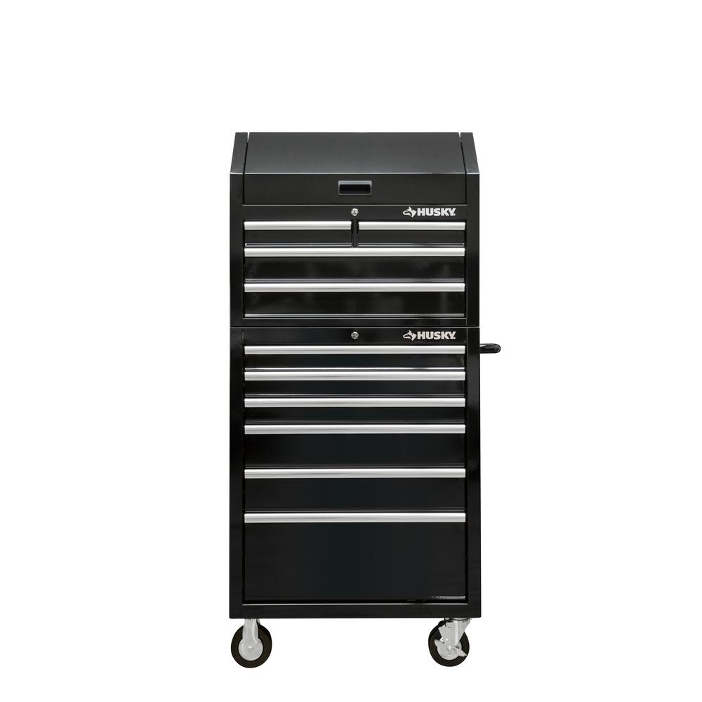 Husky 30 in. W 10-Drawer Tool Chest and Cabinet Combo in Gloss Black