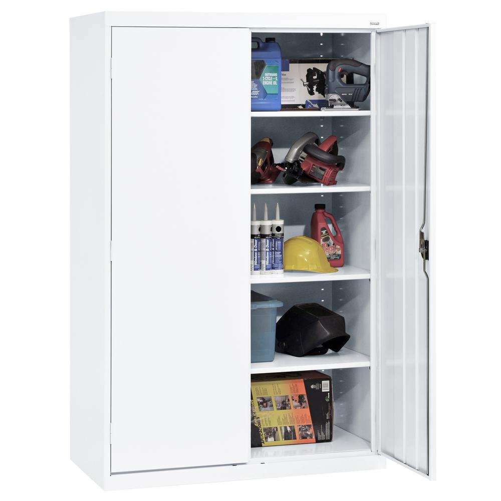 Sandusky Elite Series 78 In H X 46 In W X 24 In D 5 Shelf Steel Recessed Handle Storage Cabinet In White Ea4r462478 22 The Home Depot