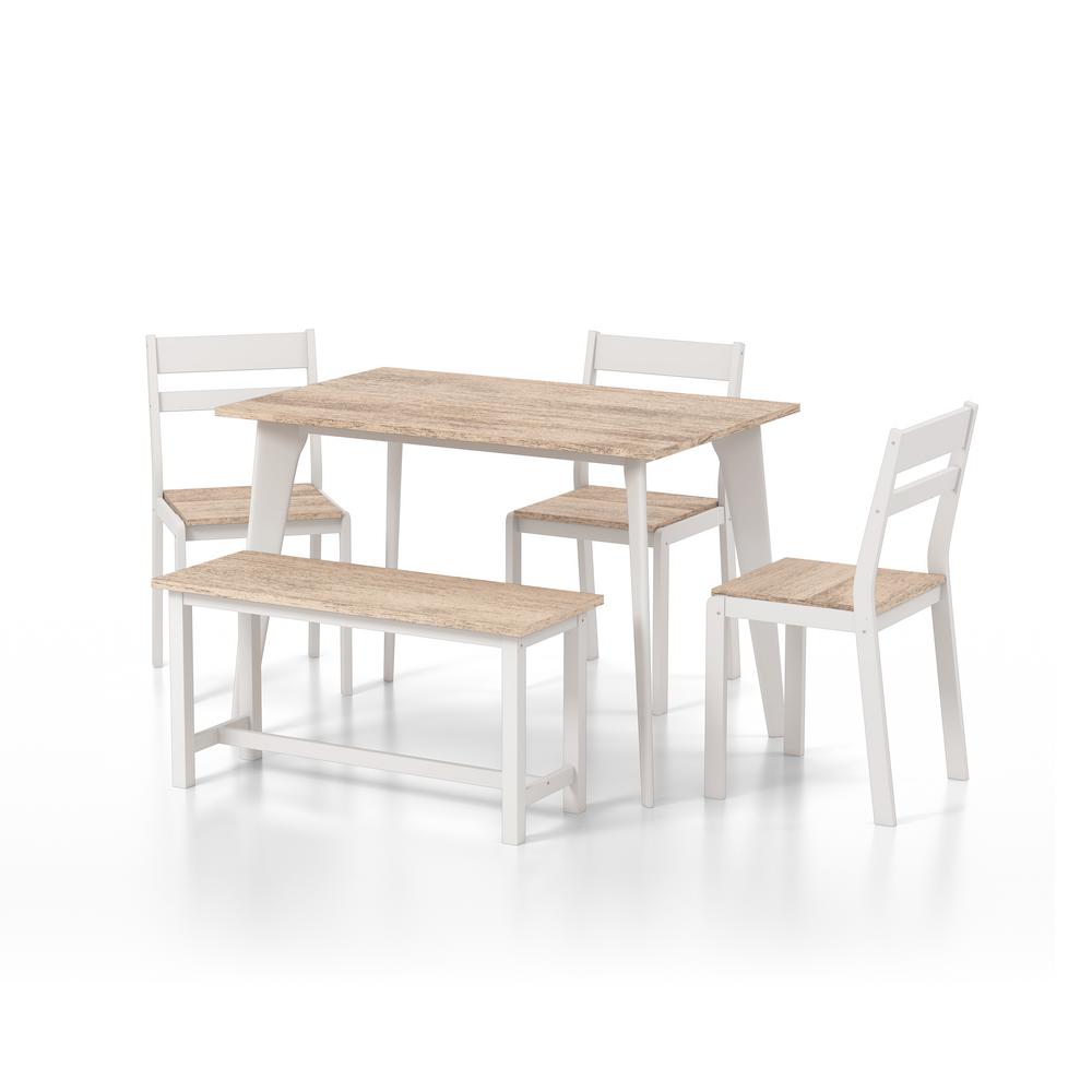 5-Piece Furniture of America Hart Dining Set w/ Bench
