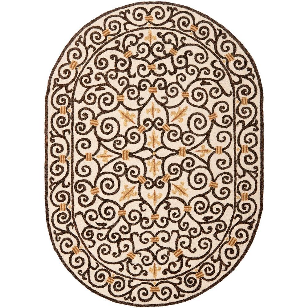 Safavieh Chelsea Ivory/Dark Brown 5 ft. x 7 ft. Oval Area RugHK11H5OV The Home Depot