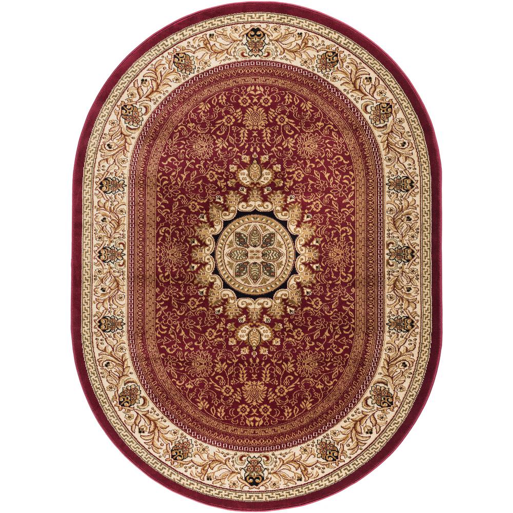 Tayse Rugs Sensation Red 7 ft. x 10 ft. Traditional Oval Area Rug4670