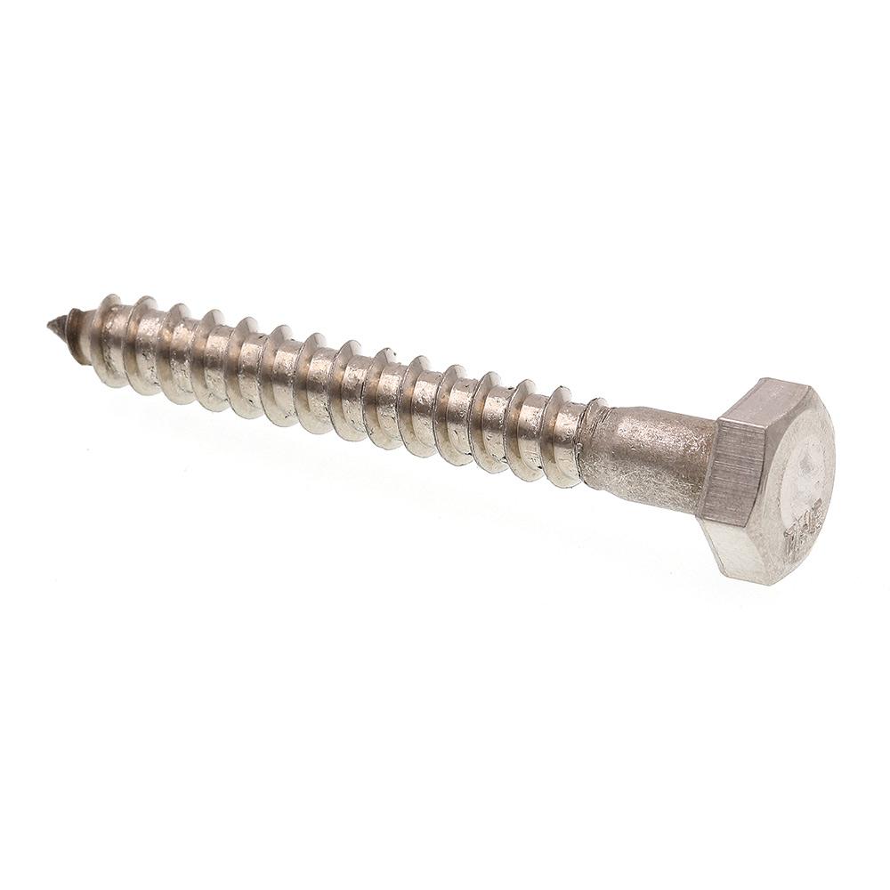 Quantity 2 Bolts 18-8 1//2-13 x 4 Stainless Hex Lag Screws Plain Finish Stainless Steel 304