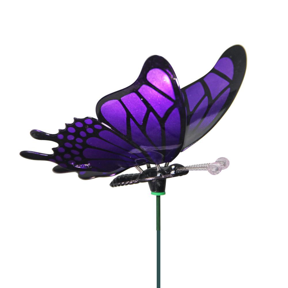 Exhart WindyWing Butterfly 2.46 ft. Purple Plastic Garden Stake50270