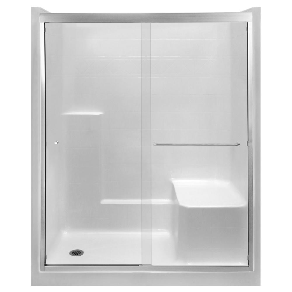 Ella Standard 60 in. x 36 in. x 77 in. Left Drain Alcove 1-Piece Shower ...