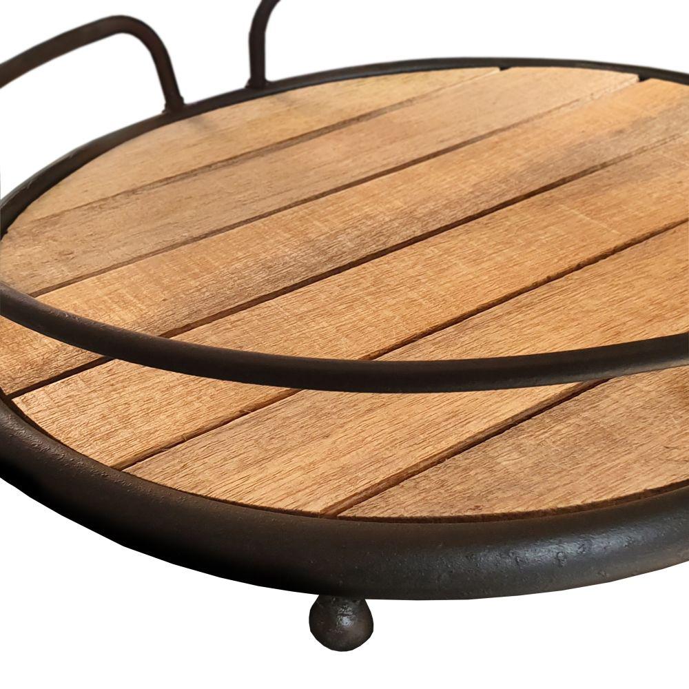 wood and metal serving tray