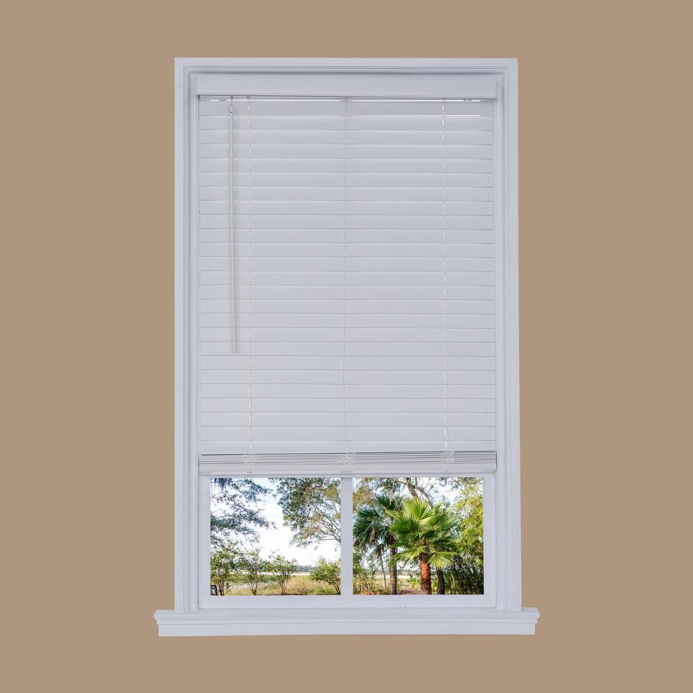 Cut To Width White Cordless 2 In Distressed Faux Wood Blind 56 Cut To Width White Cordless 2 In Distressed Faux Wood Blind 56 W X 72 L Dfwda6072 The Home Depot